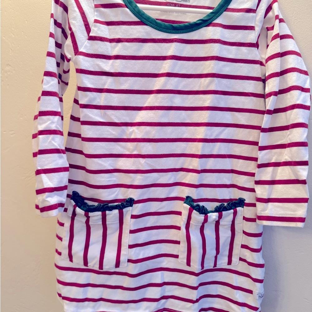 Ruffle Butts tunic dress w pockets 4T Holiday Christmas stripe